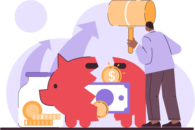 Businessman need of savings money  Illustration