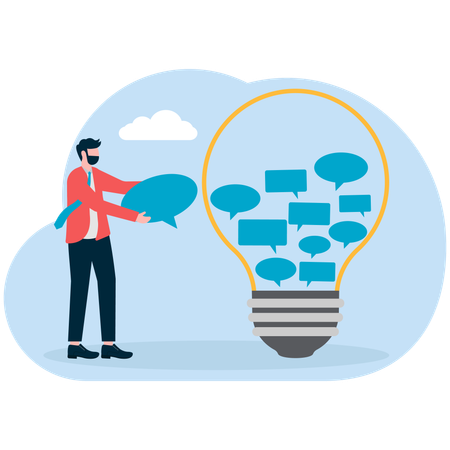 Businessman needs communication ideas  Illustration