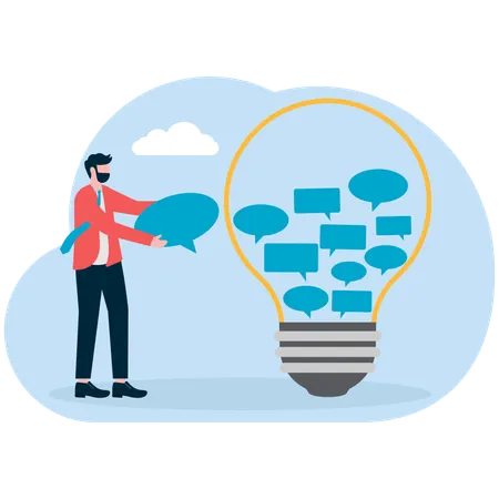 Businessman needs communication ideas  Illustration