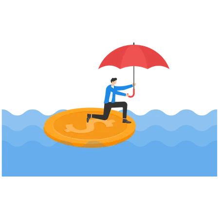 Businessman needs Government support for business  Illustration