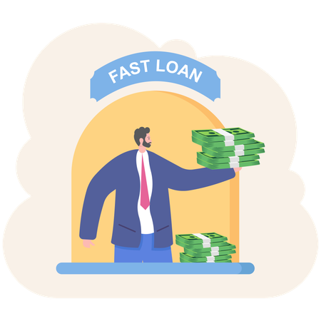 Businessman needs loan from bank for business expansion  Illustration