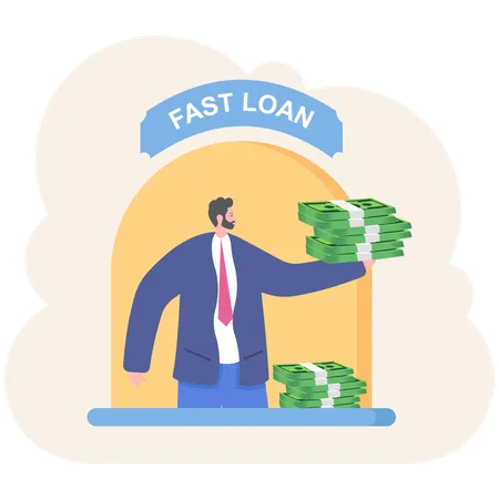Businessman Hand Holding Money Fast Loan Paying And Credit Cash Concept Illustration