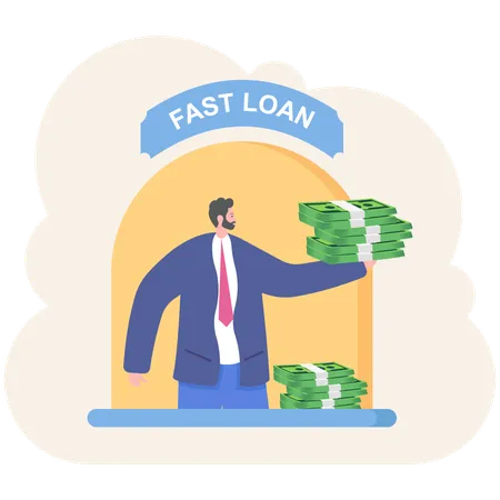 Businessman needs loan from bank for business expansion  Illustration