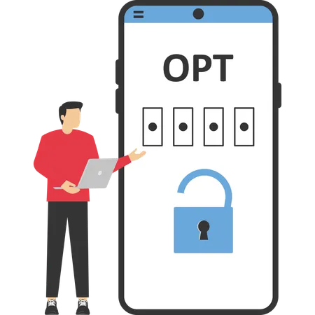 OTP認証と安全な検証、OTPと銀行の詳細を決して共有しないというコンセプト イラスト