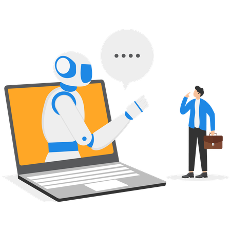 Businessman needs robotic help  Illustration