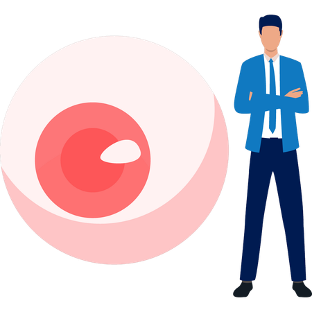 Businessman next to eye ball  Illustration