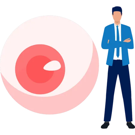 Businessman next to eye ball  Illustration