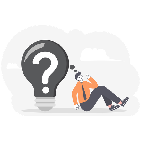 Businessman no idea with question mark in form of light bulb  Illustration