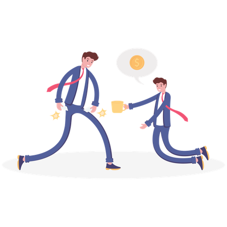 Businessman no money with poor man to ask for some money  Illustration
