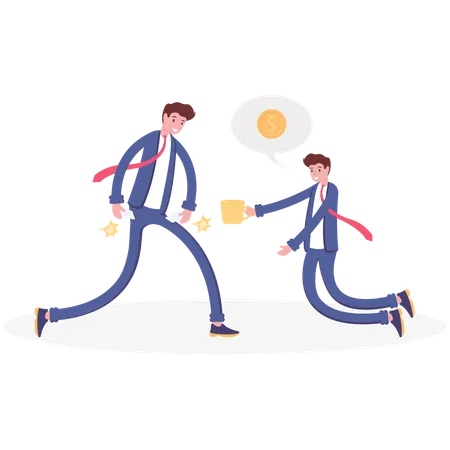 Businessman No Money With Poor Man To Ask For Some Money Illustration Vector Cartoon Illustration