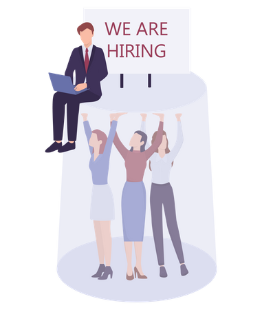 Businessman not hiring female employees  Illustration