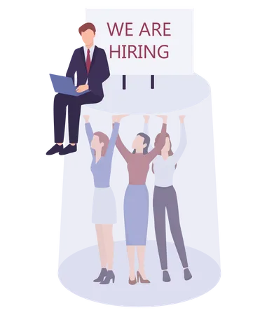 Businessman not hiring female employees  Illustration