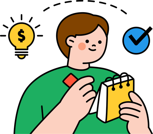 Businessman noting down finances  Illustration