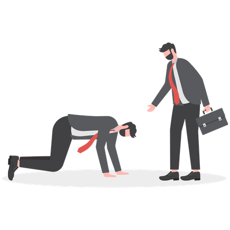 Businessman offer helping hand to pull fail partner or colleague  Illustration