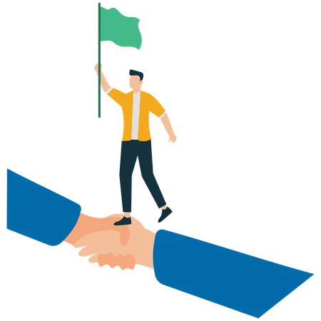 Businessman offering Helping Hand in Crisis  Illustration