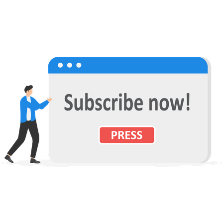 Businessman offers to subscribe to the Internet newsletter  Illustration