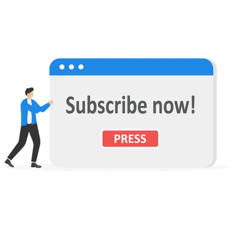 Businessman offers to subscribe to the Internet newsletter  Illustration