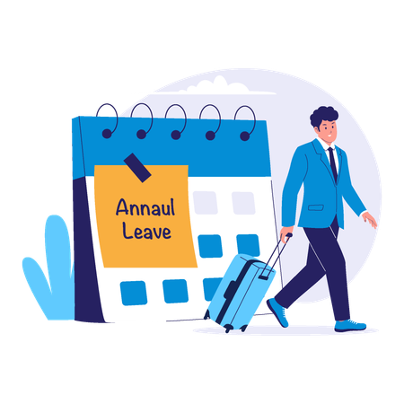 Businessman on Annual Leave with Suitcase  Illustration