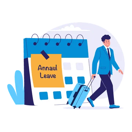 Businessman on Annual Leave with Suitcase  Illustration