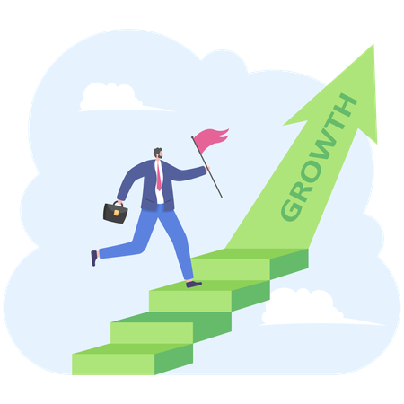 Businessman on arrow ladder way to success  Illustration