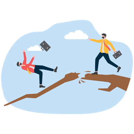 Businessman on branch while branch break and fall down  Illustration