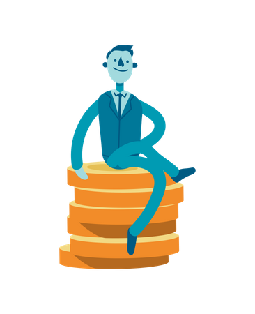 Businessman on coins seat Illustration