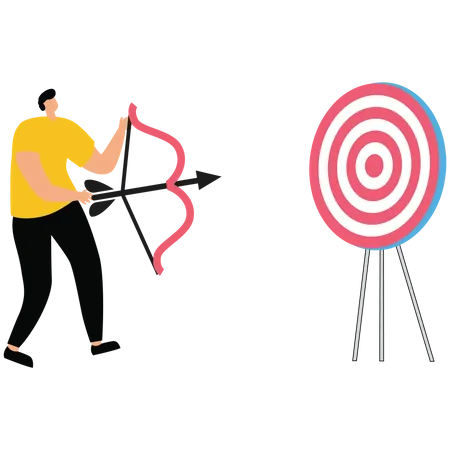 Businessman on dart hitting target  Illustration