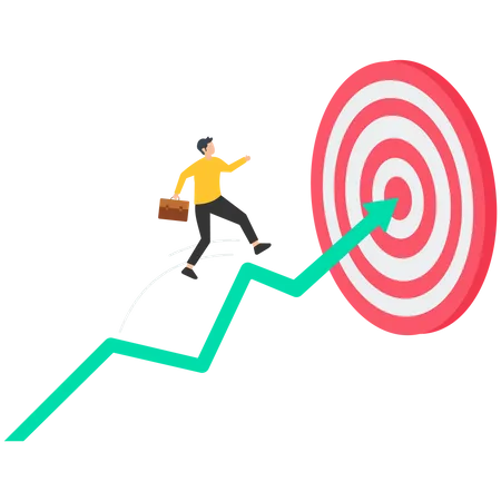 Businessman on dart hitting target  Illustration