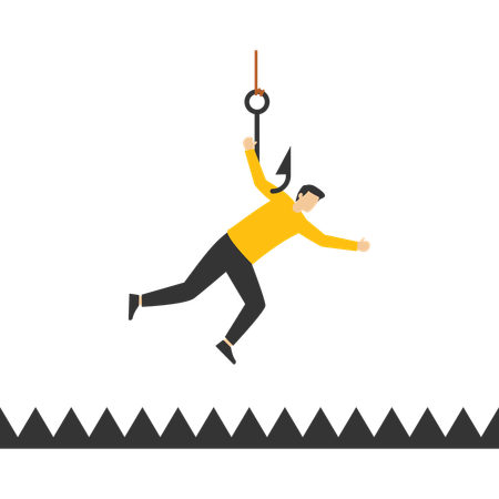 Businessman on hook  Illustration