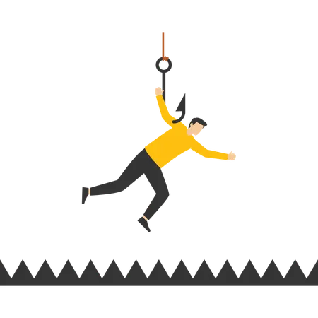 Businessman on hook  Illustration