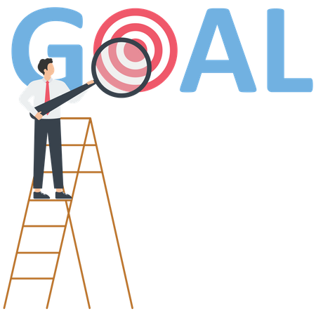 Businessman on Ladder to reach goal  Illustration