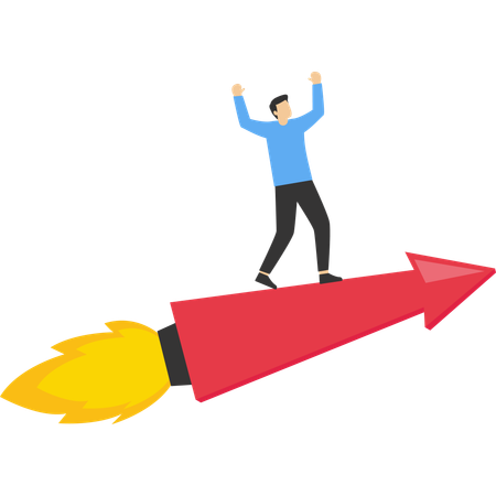 Businessman on Marketing growth rocket  Illustration