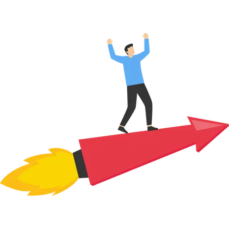 Businessman on Marketing growth rocket  Illustration