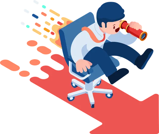 Businessman on Office Chair Looking for Career Opportunity  Illustration