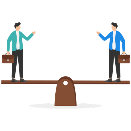 Businessman on seesaw  Illustration