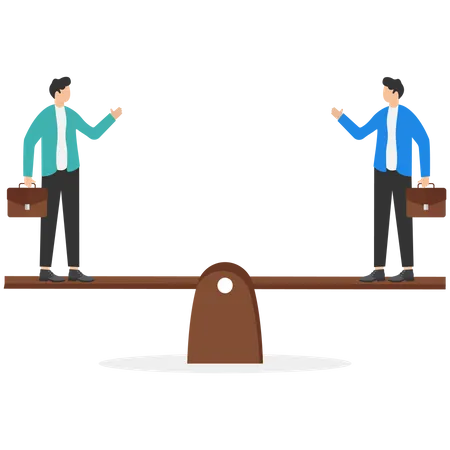 Businessman on seesaw  Illustration