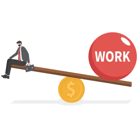 Overworked Exhaustion Or Burnout Unhealthy Work Life Balance Problem Too Many Work Causing Fatigue Anxiety Or Stress Concept Frustrated Businessman On Small Life Compare To Heavy Work Burden Illustration