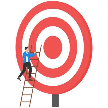 Businessman On Target Concept Business Vector Illustration Successful Achievement Illustration