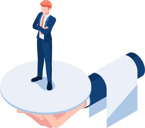 Businessman On The Plate  Illustration