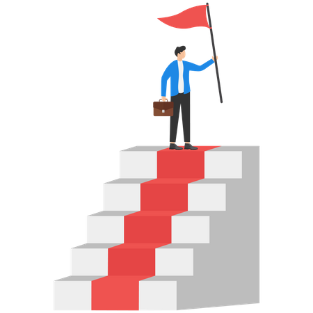 Businessman on the top of stairs  Illustration