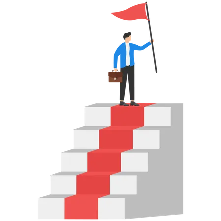 Businessman on the top of stairs  Illustration
