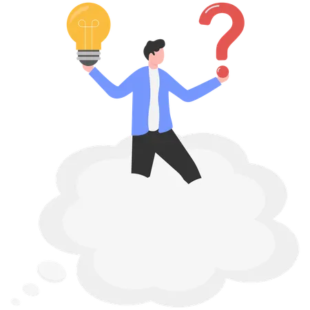 Businessman on thinking bubble  Illustration