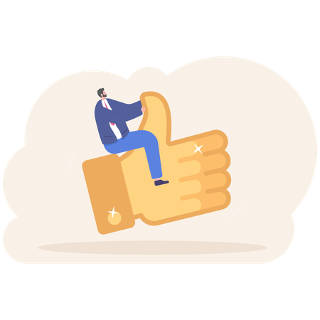 Businessman on thumbs up  Illustration