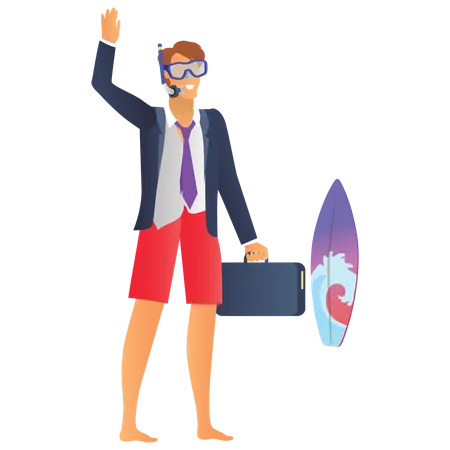 Businessman on vacation  Illustration