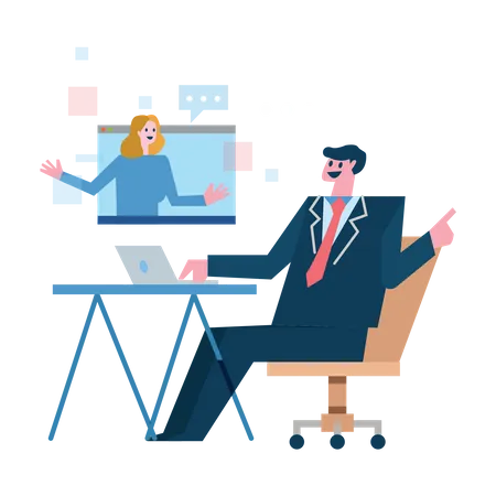 Businessman online meeting  Illustration