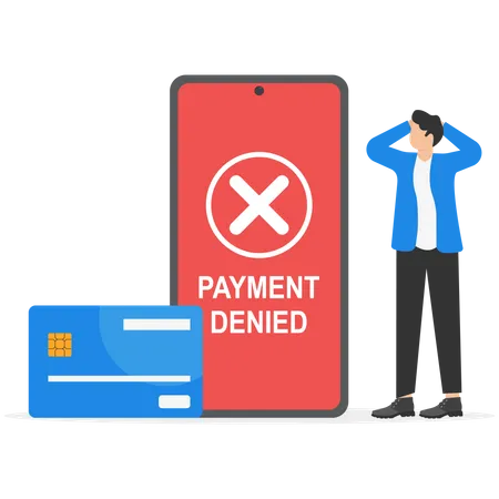 Businessman online payment got failed  Illustration
