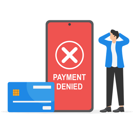 Businessman online payment got failed  Illustration