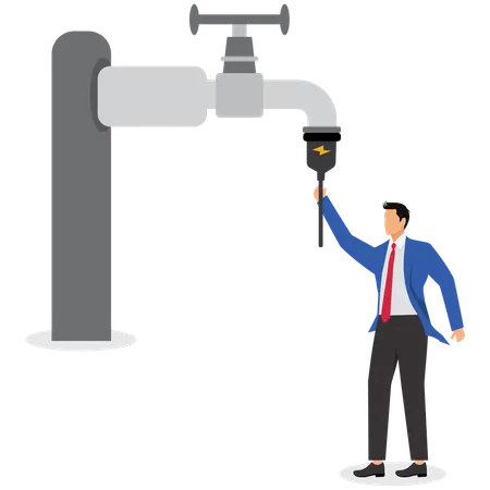 Businessman open cash flow the tap  Illustration