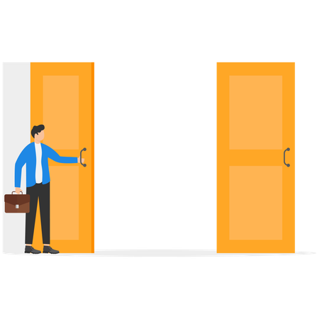 Businessman open doors for successful business  Illustration