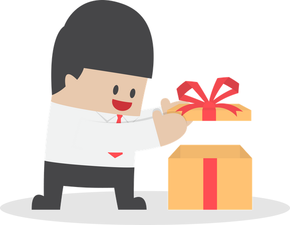 Businessman opened the gift box  Illustration